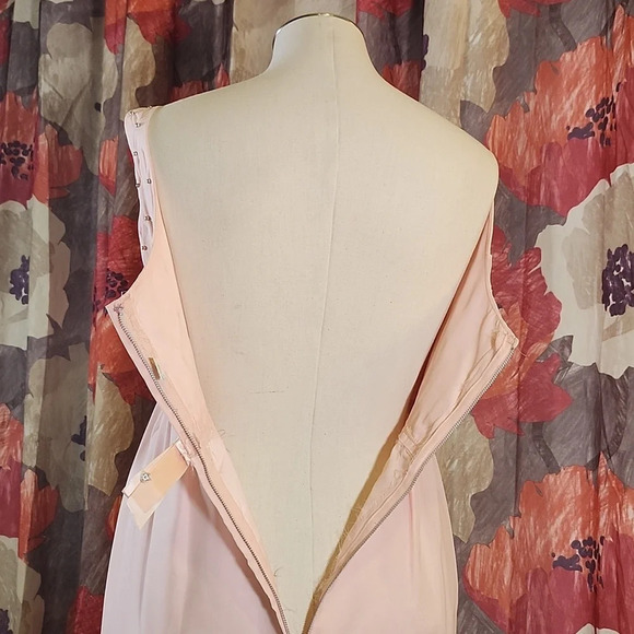 Vintage Pale Pink Blush Beaded Scoop Neck Empire Waist Dress - Picture 9 of 11